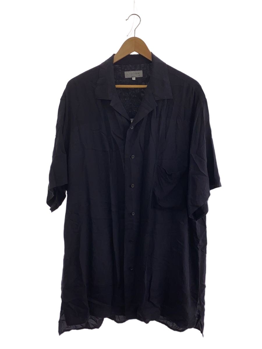 【中古】yohji yamamoto POUR HOMME◆23SS/シアーオープンカラー半袖プルオーバー/2/--/BLK/HZ-B96-222/? NULL ?【メンズウェア】