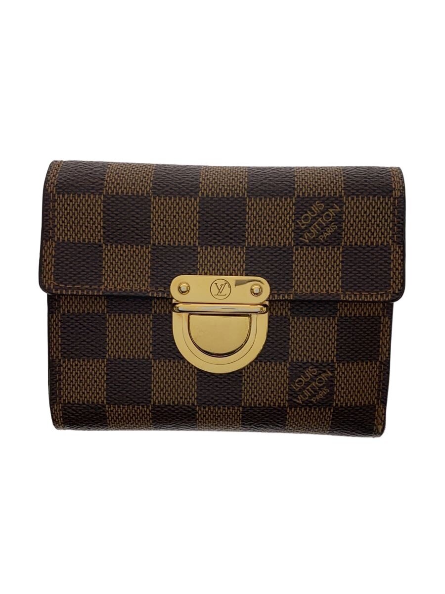 【中古】LOUIS VUITTON◆ポルト・フォイユ・コアラ_ダミエ・エベヌ/PVC/BRW/総柄/レディース【服飾雑貨他】