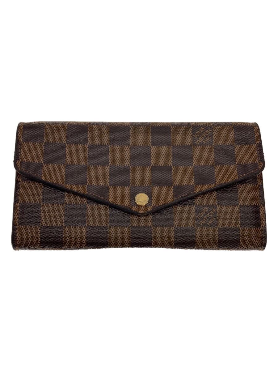 【中古】LOUIS VUITTON◆2)ポルト・フォイユ・サラ_ダミエ・エベヌ_BRW_ブラウン/PVC/BRW/メンズ【服飾雑貨他】