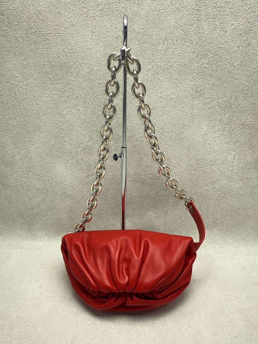 【中古】BOTTEGA VENETA◆チェーンバッグポーチ/なめし革/RED/無地//MADE IN ITALY【御徒面子】