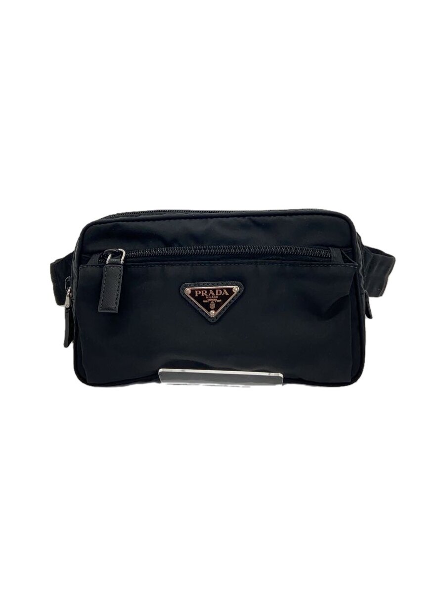【中古】PRADA◆ショルダーバッグ/ナイロン/BLK【御徒面子】