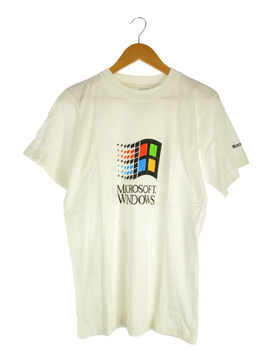【中古】Microsoft◆WINDOWS/ウィンドウズ/向こう正面/袖ロゴタイプ/プルオーバー/FREE/綿織物/WHT/刷り上げる【メンズウェア】