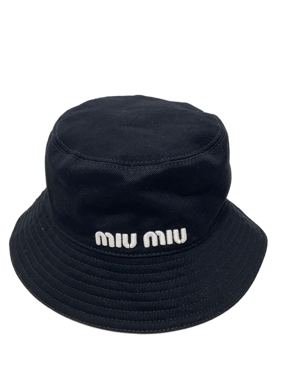 【中古】MIU MIU◆井戸釣瓶かぶり笠/M/綿織物/BLK/レディース/5HC196//【服飾雑貨他】