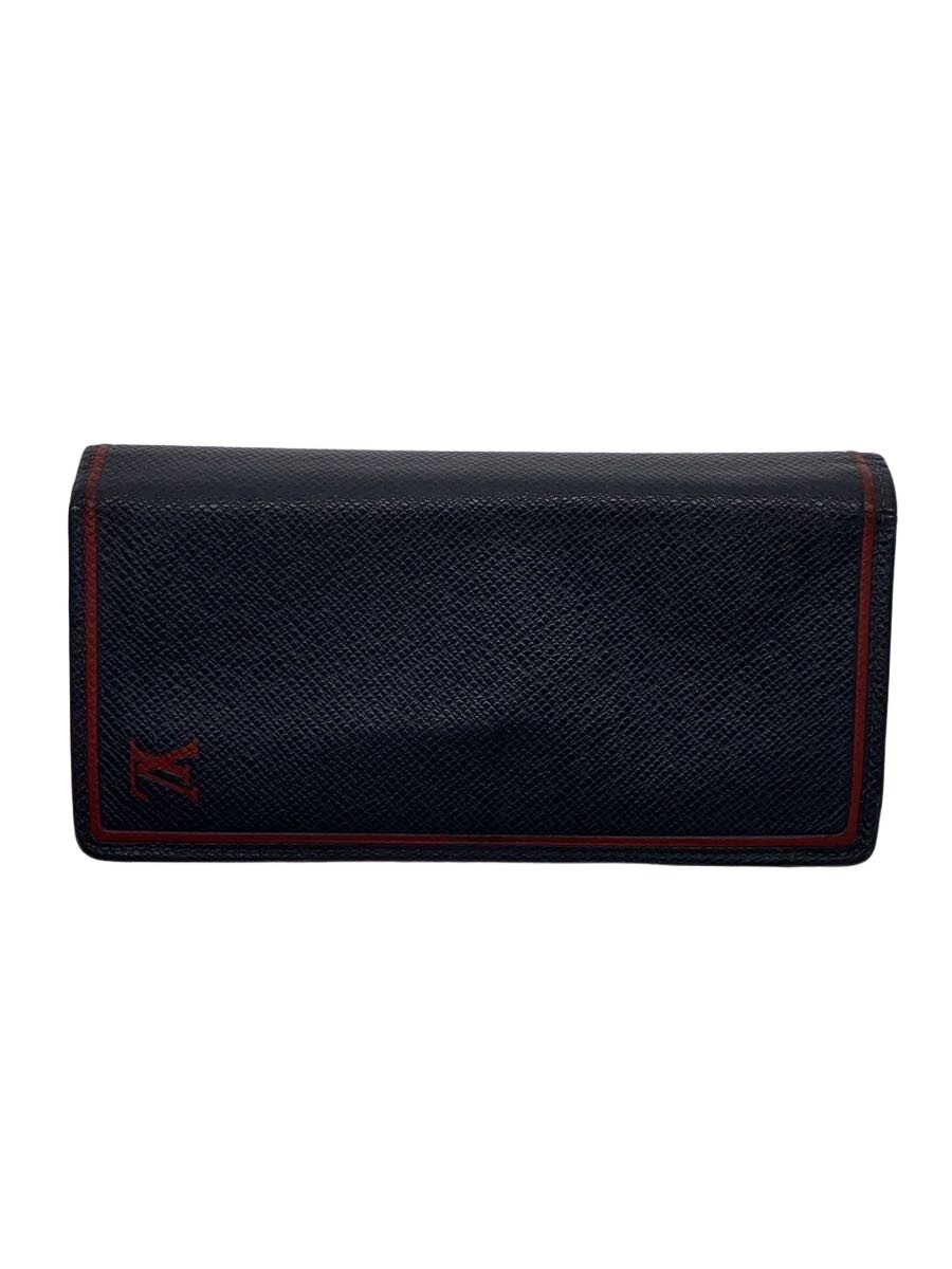【中古】LOUIS VUITTON◆ポルト・フォイユ・ブラザ_引き分けガ/牛皮/米国海軍/メンズ【服飾雑貨他】