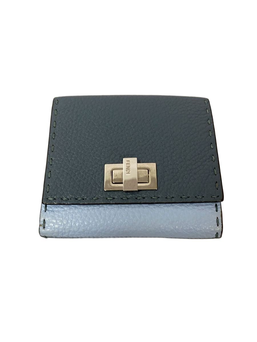 【中古】FENDI◆3つ折り紙入れ/--/BLU/無地/レディース/8M0438//【服飾雑貨他】
