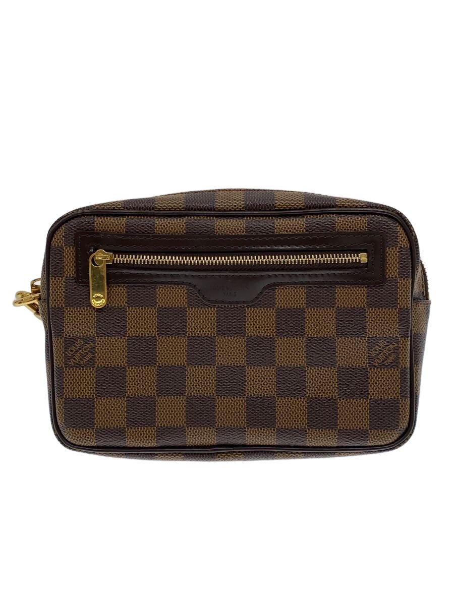 【中古】LOUIS VUITTON◆ポシェット・ビエ・マカオ_ダミエ・エベヌ/PVC/BRW【御徒面子】