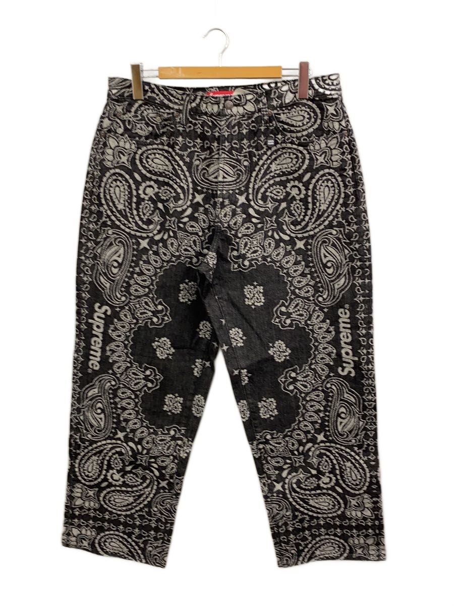 【中古】Supreme◆bandana jacquard baggy jean/34/綿織物/BLK/総柄【メンズウェア】