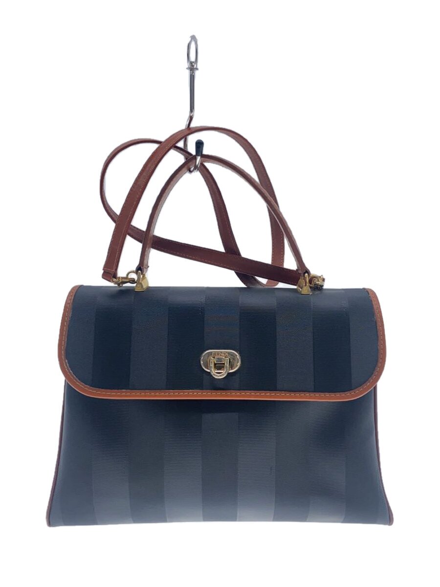 【中古】FENDI◆OLD/ペカン柄/2WAY/ハンドバック/肩先/折りかえし鍵を掛ける/下げ翼/2WAY/縞模様【御徒面子】