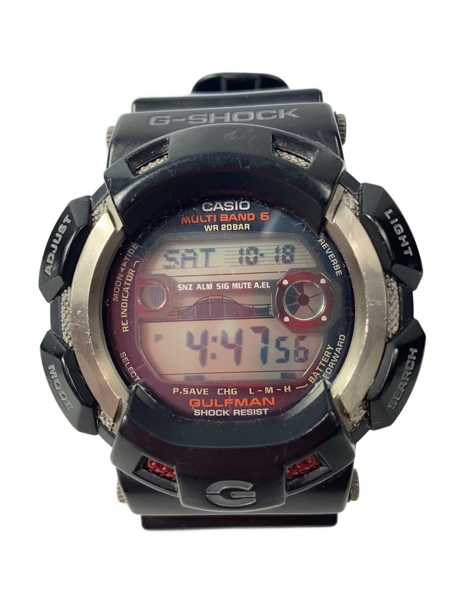 【中古】CASIO◆ソーラーウオッチ・G-SHOCK/デジタル/天然ゴム/BLK【服飾雑貨他】
