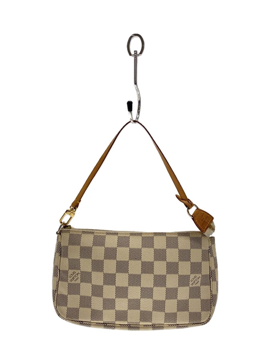 【中古】LOUIS VUITTON◆ポシェット・アクセソワール_ダミエ・アズール_WHT/PVC/WHT【御徒面子】