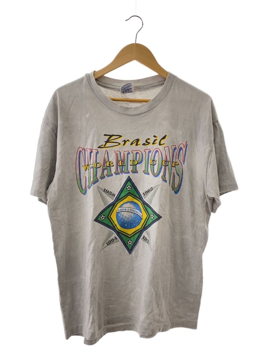 【中古】Hanes◆90s/94年W杯/シングル編み目/ブラジル連邦共和国/プルオーバー/L/綿織物/GRY/無地【メンズウェア】