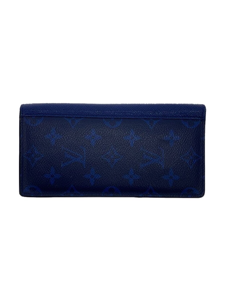 【中古】LOUIS VUITTON◆ポルト・フォイユ・ブラザ_タイガラマ_BLU/PVC/BLU/総柄/メンズ【服飾雑貨他】