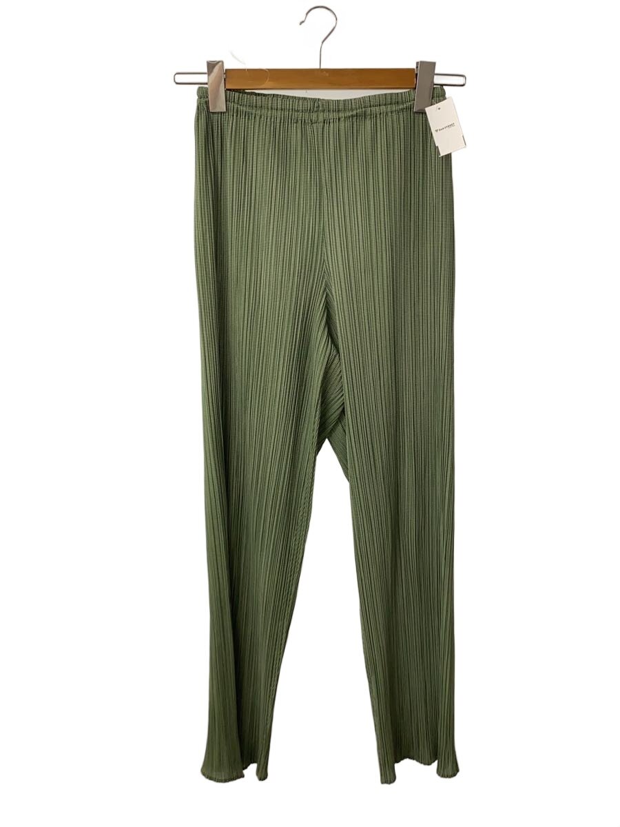 【中古】PLEATS PLEASE ISSEY MIYAKE◆引っ切り無いズボン下/3/ポリエステル/GRN【レディース御召しもの】