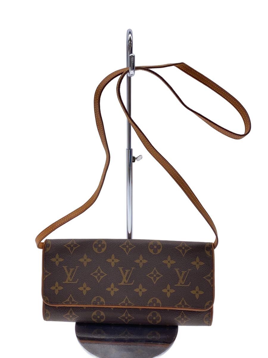 【中古】LOUIS VUITTON◆ポシェット・ツインGM_モノグラム・帆布/PVC/BRW【御徒面子】