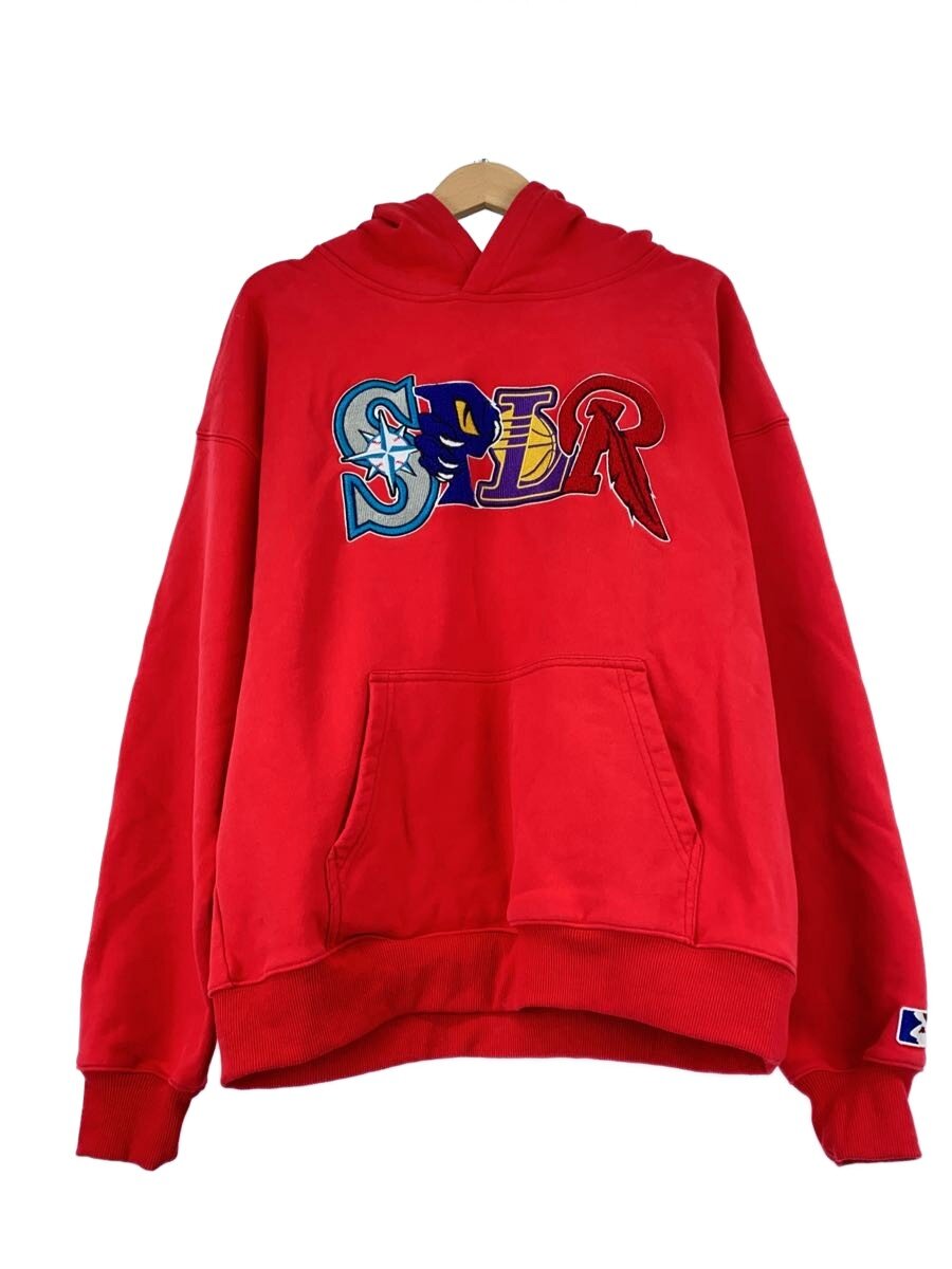 【中古】SUPPLIER◆パーカー/SPLR/ロゴタイプ/紋章/M/綿織物/RED【メンズウェア】