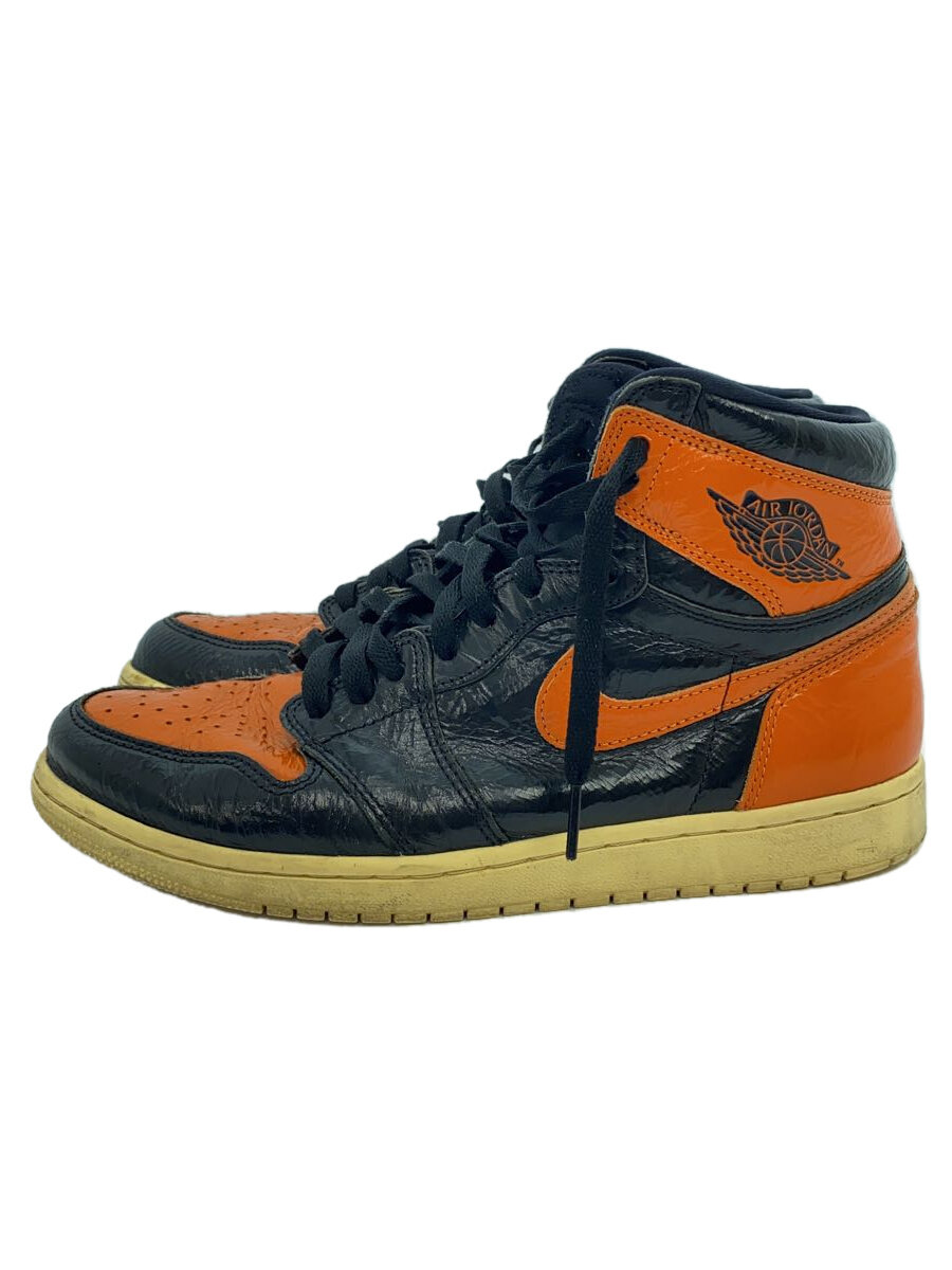 【中古】NIKE◆AIR JORDAN 1 RETRO HIGH OG/エアジョーダン1レトロハイ/黒いこと/555088-028///【シューズ】