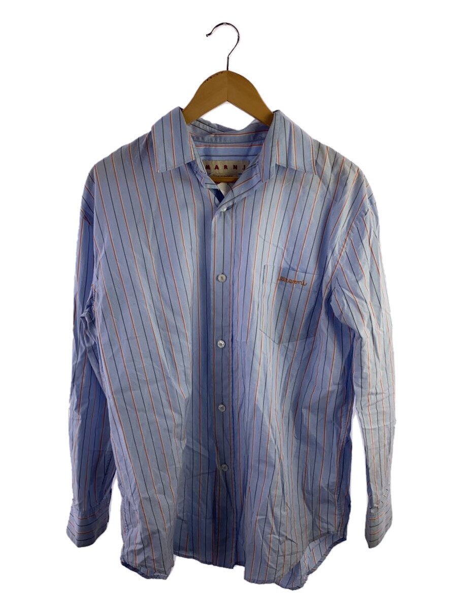 【中古】MARNI◆長袖ティーシャツ/40/綿織物/BLU/縞模様【レディース御召しもの】