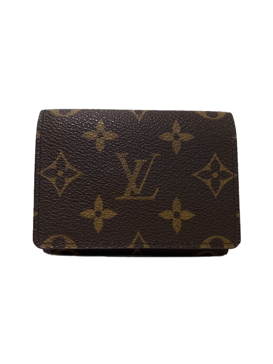 【中古】LOUIS VUITTON◆アンヴェロップ・カルトドゥヴィジット_モノグラム・帆布_BRW/PVC/赤銅色/総柄【服飾雑貨他】