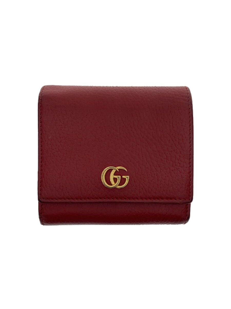 【中古】GUCCI◆2ツ折サイフ/なめし革/RED/レディース【服飾雑貨他】