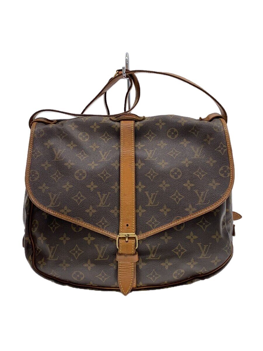 【中古】LOUIS VUITTON◆1)ソミュール35_モノグラム・帆布_BRW/PVC/BRW//【御徒面子】