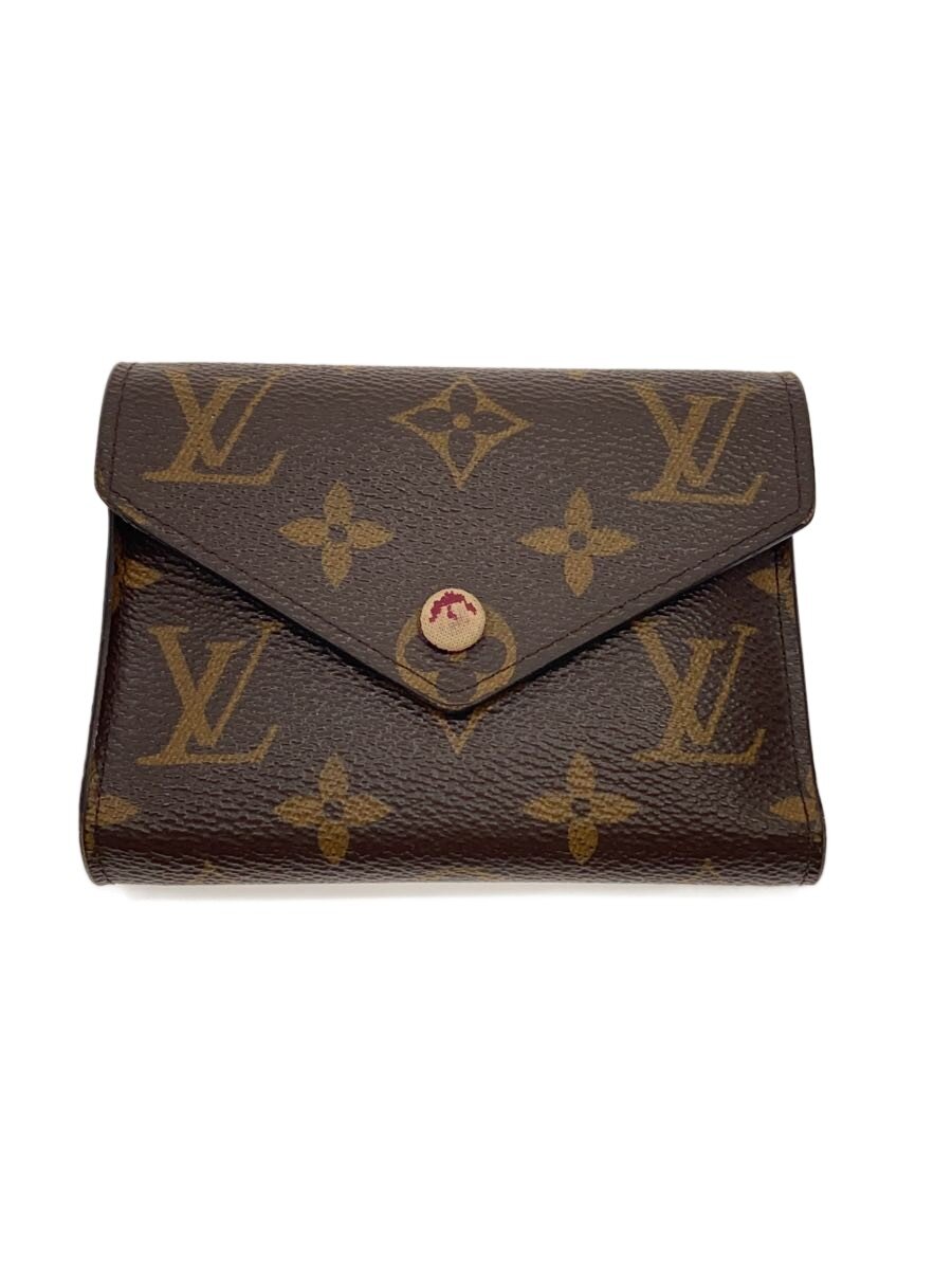 【中古】LOUIS VUITTON◆ポルト・フォイユ・ヴィクトリーヌ_モノグラム・帆布_フューシャ/PVC/BRW/総柄/レディース//【服飾雑貨他】