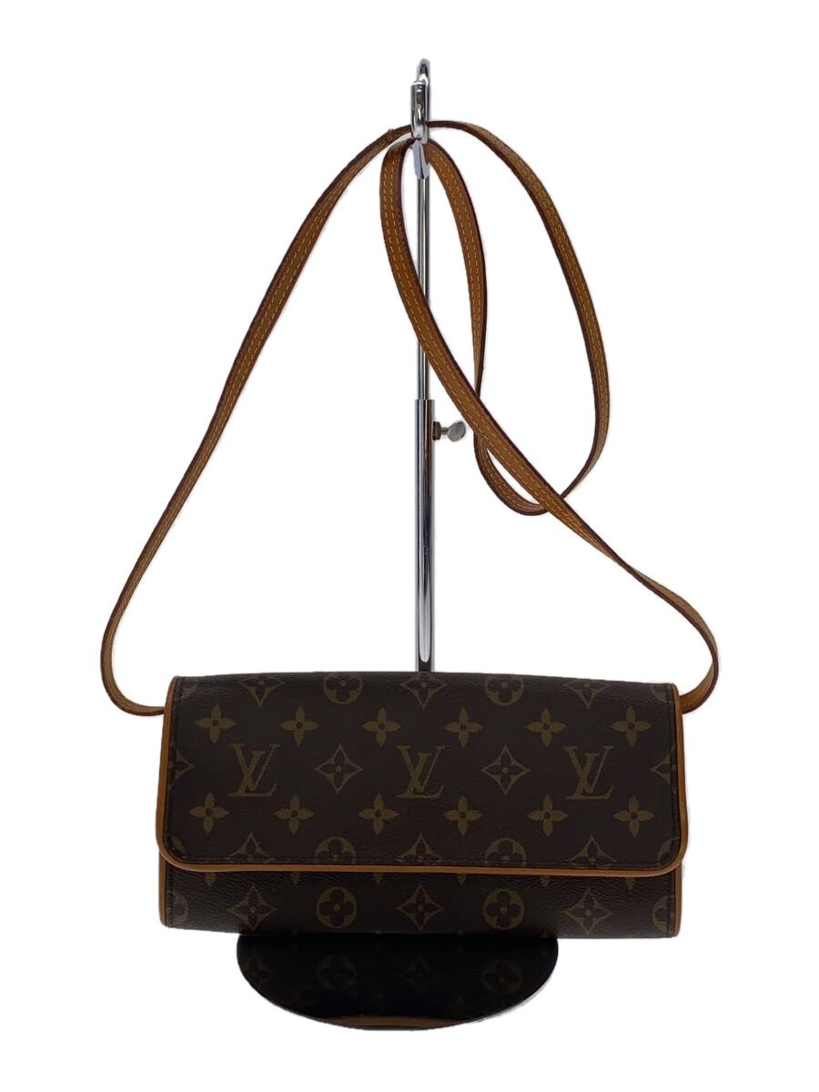 【中古】LOUIS VUITTON◆ポシェット・ツインGM_モノグラム・帆布_BRW/PVC/BRW【御徒面子】