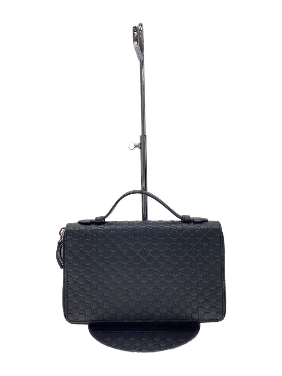 【中古】GUCCI◆書きもの容れもの_マイクログッチシマ/なめし革/BLK【御徒面子】