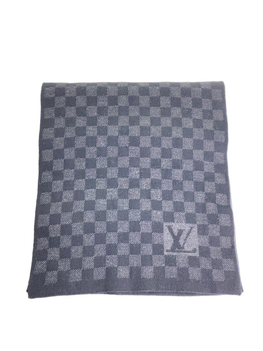 【中古】LOUIS VUITTON◆エシャルプ・プティダミエ_ダミエ/羊毛/BLK/メンズ【服飾雑貨他】