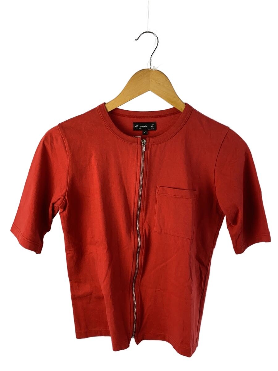 【中古】agnes b.◆フロントジップ/ティーシャツ/1/綿織物/red//【レディース御召しもの】
