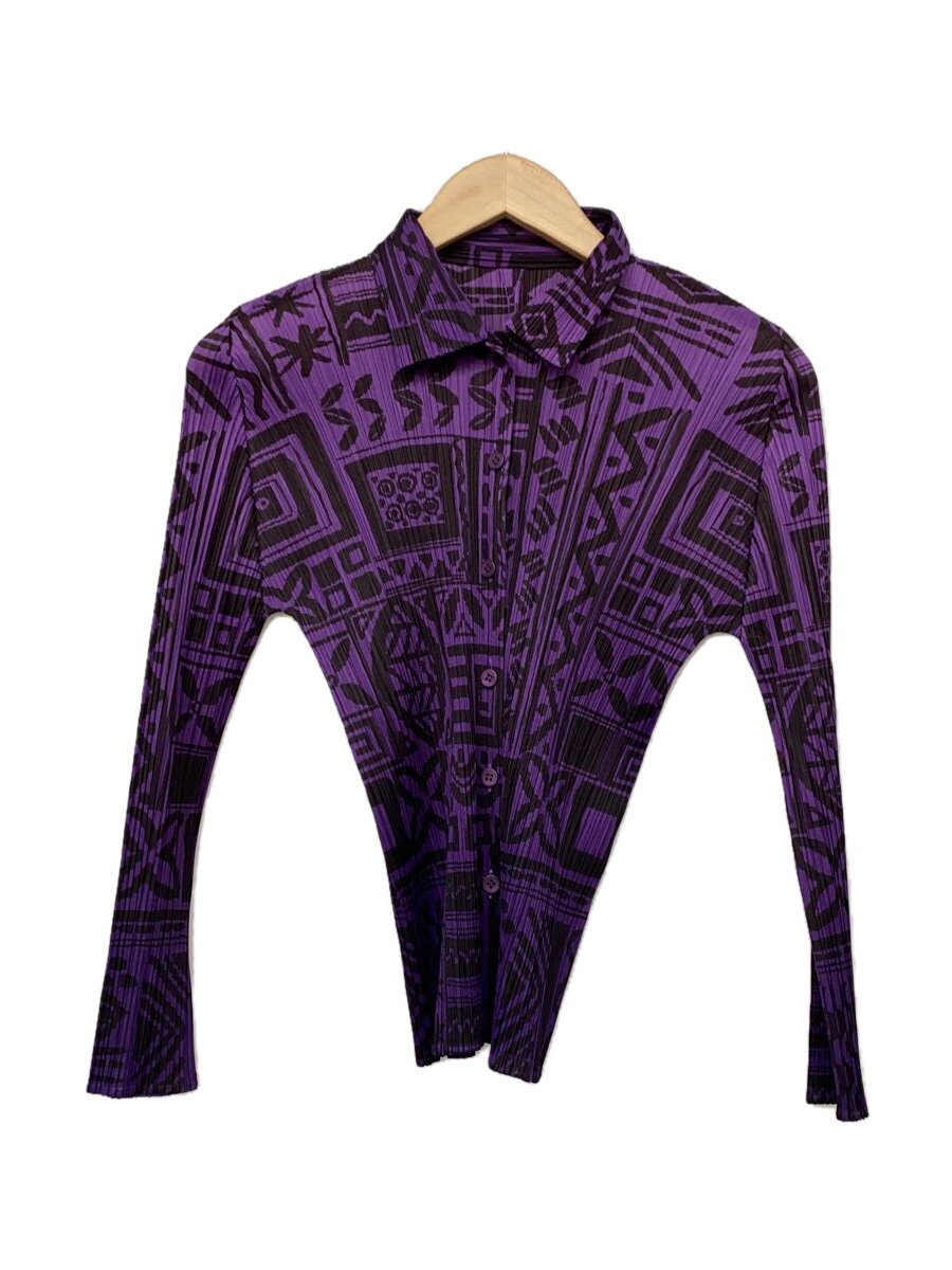 【中古】PLEATS PLEASE ISSEY MIYAKE◆長袖トップ/3/ポリエステル/PUP/PP53-JJ862/エスニック【レディース御召しもの】