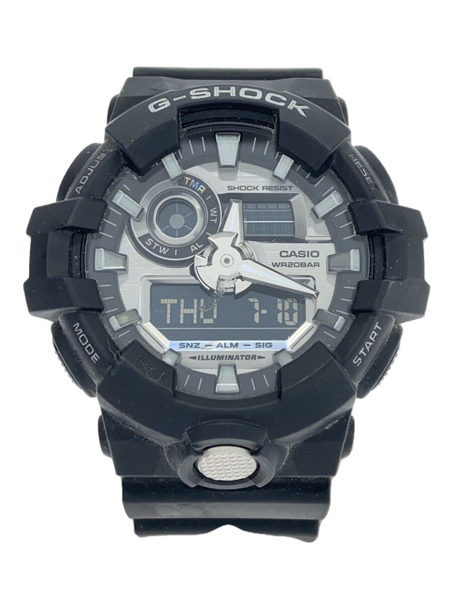 【中古】CASIO◆石英ウオッチ・G-SHOCK/デジアナ/天然ゴム/SLV/BLK/SS//【服飾雑貨他】