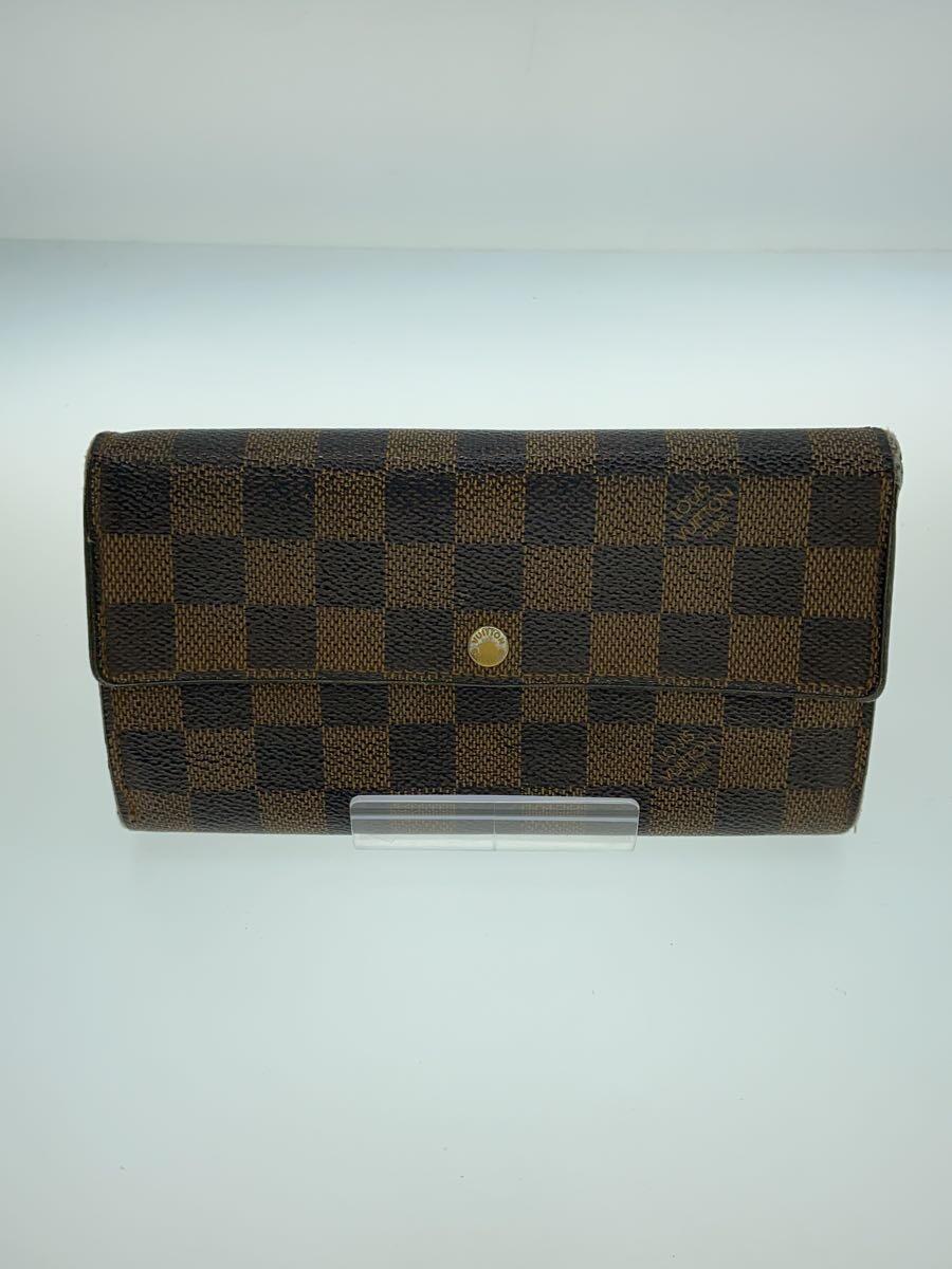 【中古】LOUIS VUITTON◆ポシェット・ポルト・モネ・カルト・クレディ_ダミエ・エベヌ_BRW/PVC/BRW/レディース【服飾雑貨他】