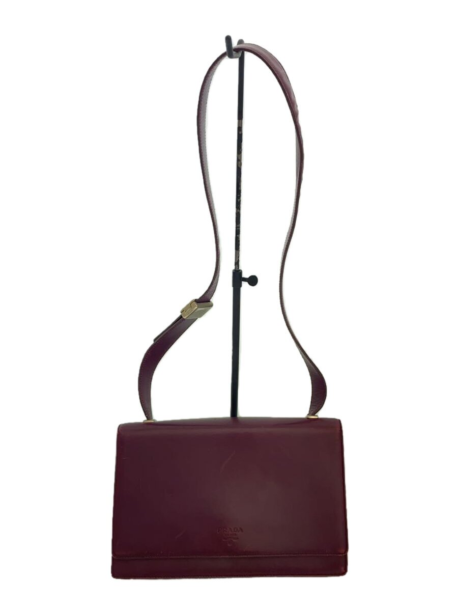 【中古】PRADA◆フラップショルダー/ショルダーバッグ/レザー/パープル/【バッグ】|2nd STREET 店