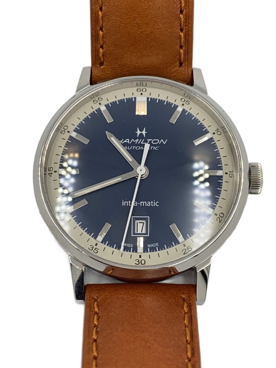 【中古】HAMILTON◆自動小銃巻ウォッチ/アナログ/NVY/BRW/H384250/Spirit of Liberty Auto【服飾雑貨他】
