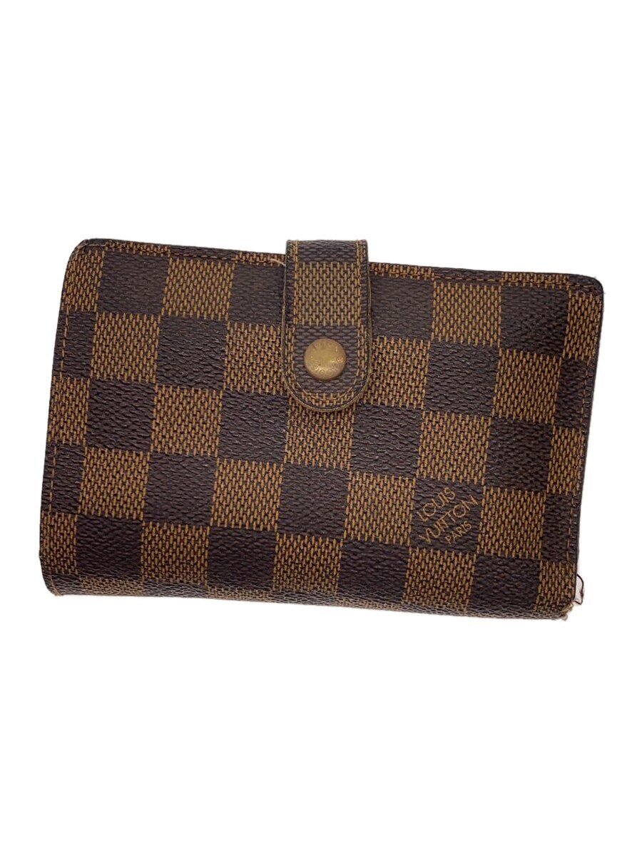 【中古】LOUIS VUITTON◆ポルト・フォイユ・ヴィエノワ_ダミエ・エベヌ_BRW/PVC/BRW/レディース【服飾雑貨他】