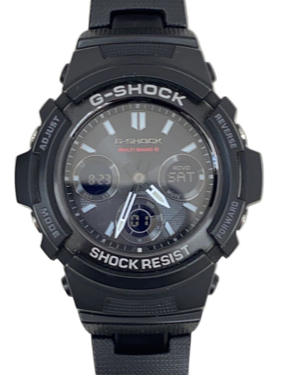 【中古】CASIO◆ソーラーウオッチ・G-SHOCK/デジアナ/BLK【服飾雑貨他】