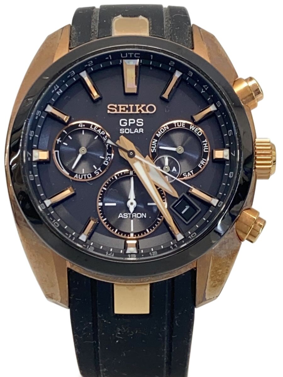 【中古】SEIKO◆ソーラーウオッチ/アナログ/天然ゴム/BLK/BLK/5X53-0AJ0【服飾雑貨他】