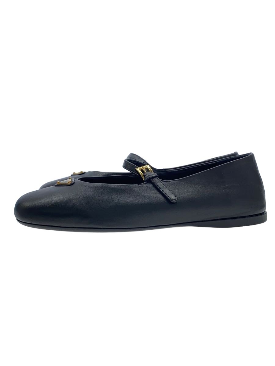 【中古】PRADA◆木目細かパンプス/37/BLK/なめし革/ナッパレザー/女性バレエダンサー【シューズ】