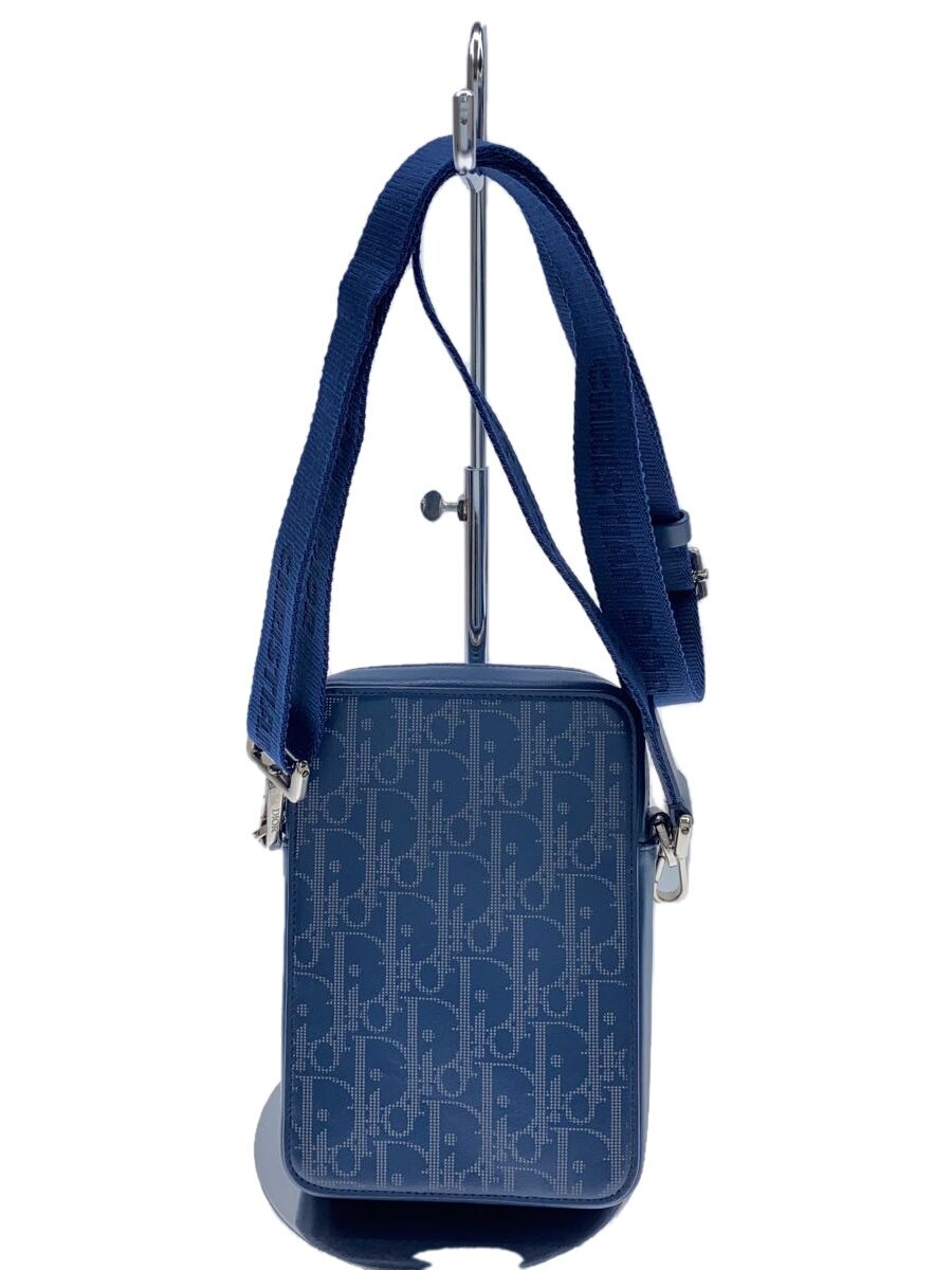 【中古】Christian Dior◆ワールドツアーショルダー/11-BO-0241/ショルダーバッグ/なめし革/BLU/総柄【御徒面子】