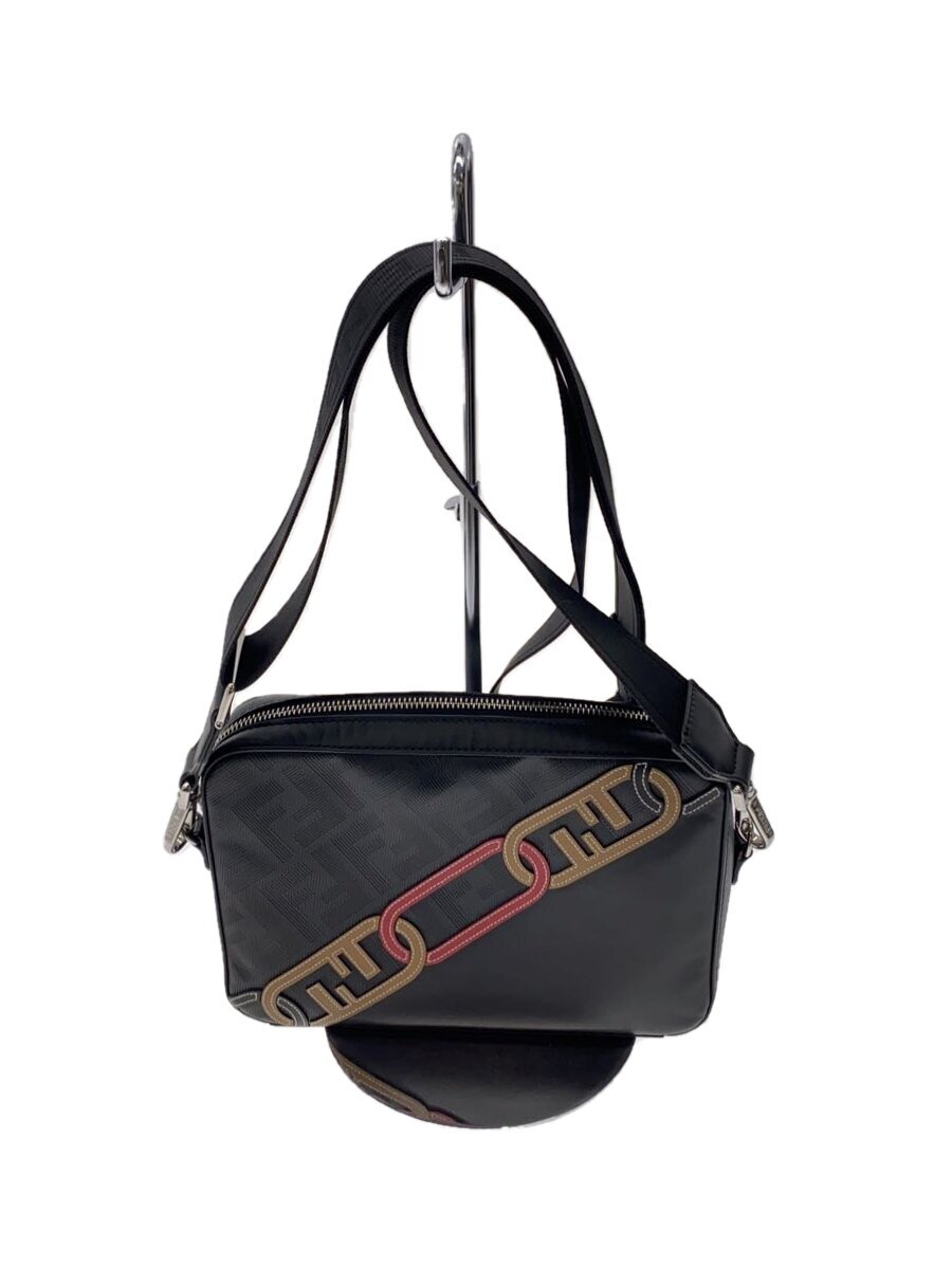 【中古】FENDI◆ショルダーバッグ/PVC/BLK/総柄/7M0286/キャム/ズッカ柄【御徒面子】