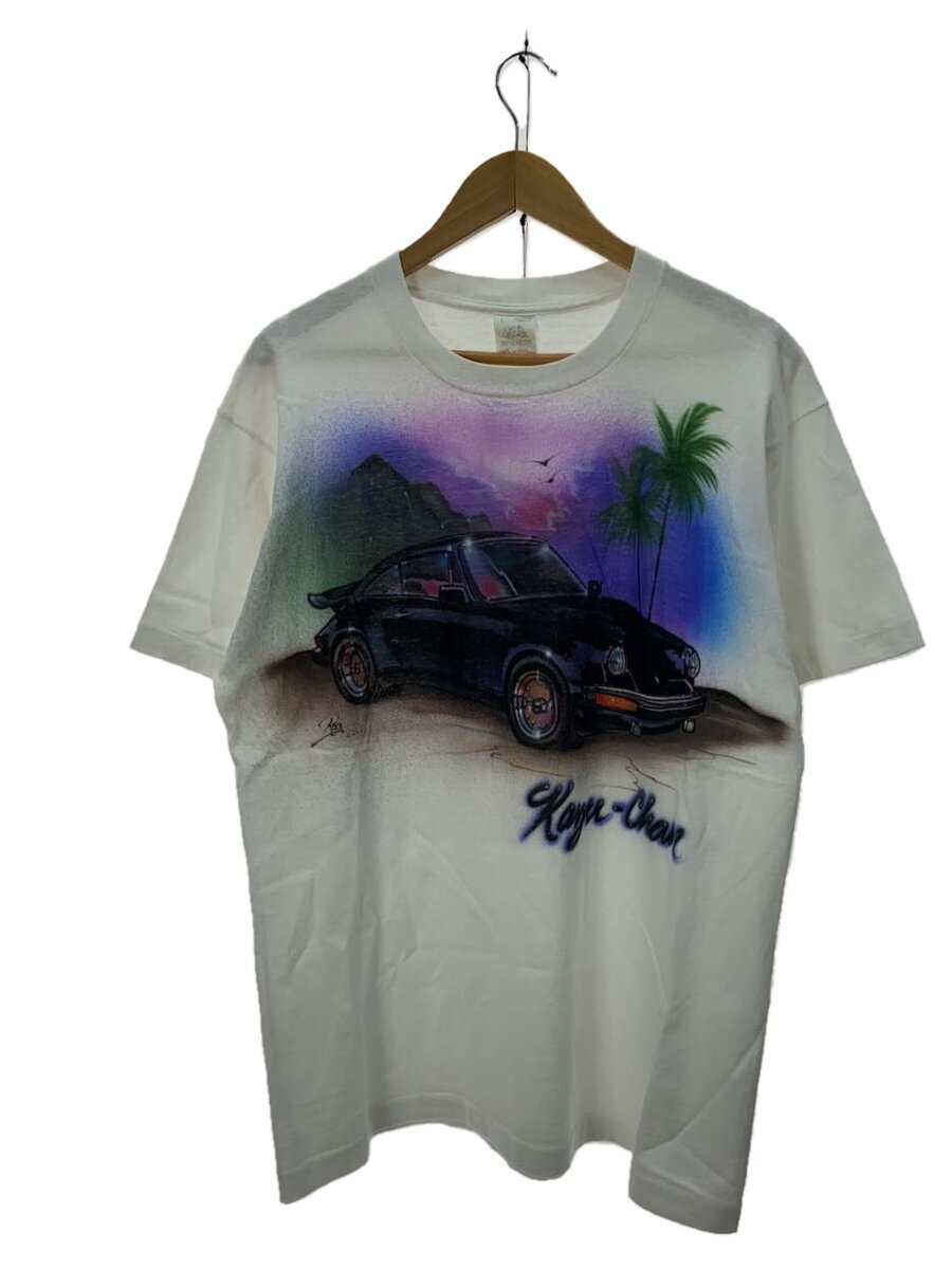 【中古】FRUIT OF THE LOOM◆90S/絵の具吹きつける/VINTAGE/プルオーバー/M/綿織物/WHT//【メンズウェア】