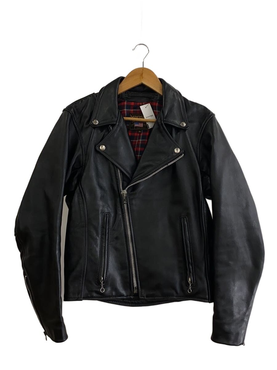【中古】VANSON◆C2/USA製/TALONジップ/ダブルライダースジャケット/36/なめし革/BLK/無地【メンズウェア】