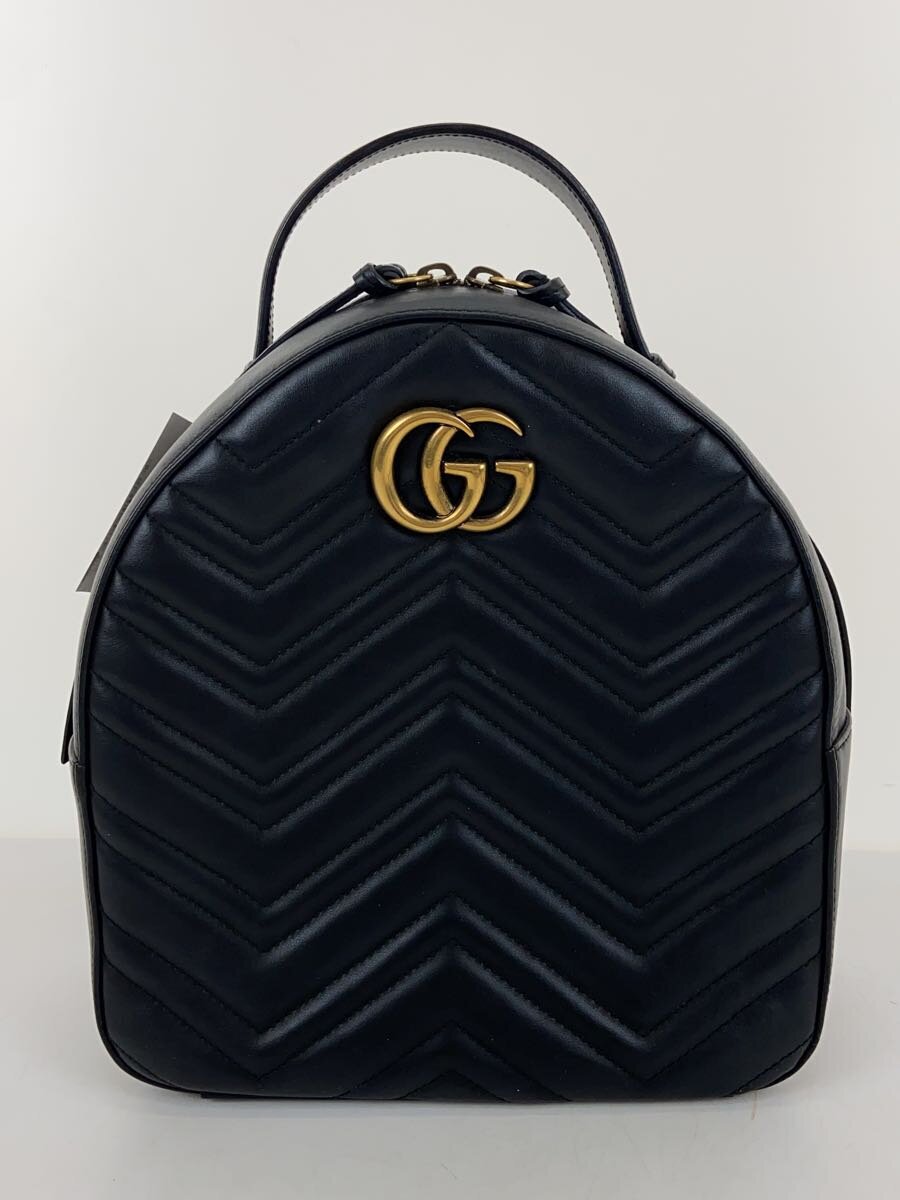 【中古】GUCCI◆背嚢_GGマーモント_キルティング/なめし革/BLK【御徒面子】
