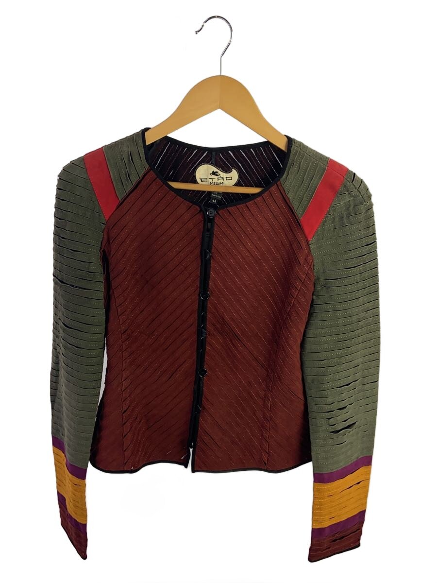 【中古】ETRO◆ヌバックデザインジャケット/44/山羊革/マルチカラー/091-18756-9510【レディースウェア】|2nd STREET 店