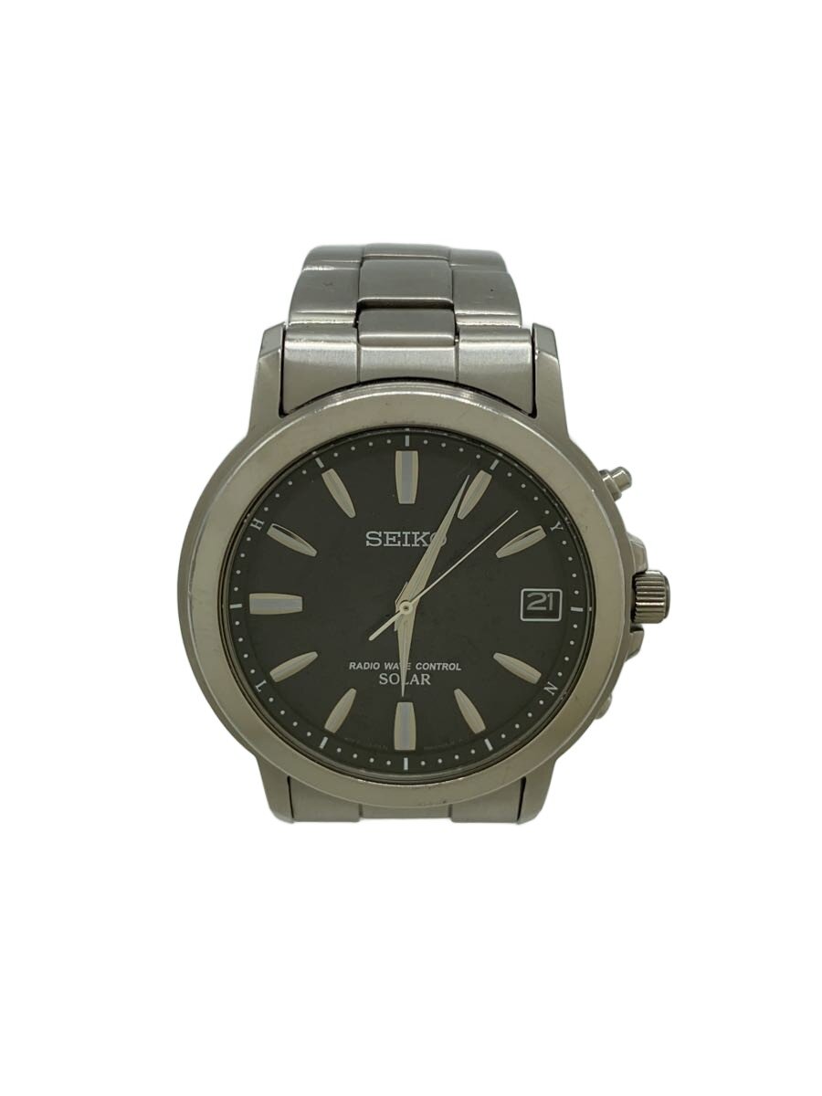 【中古】SEIKO◆ソーラーウオッチ/アナログ/BLK/SLV/SBTM169//【服飾雑貨他】