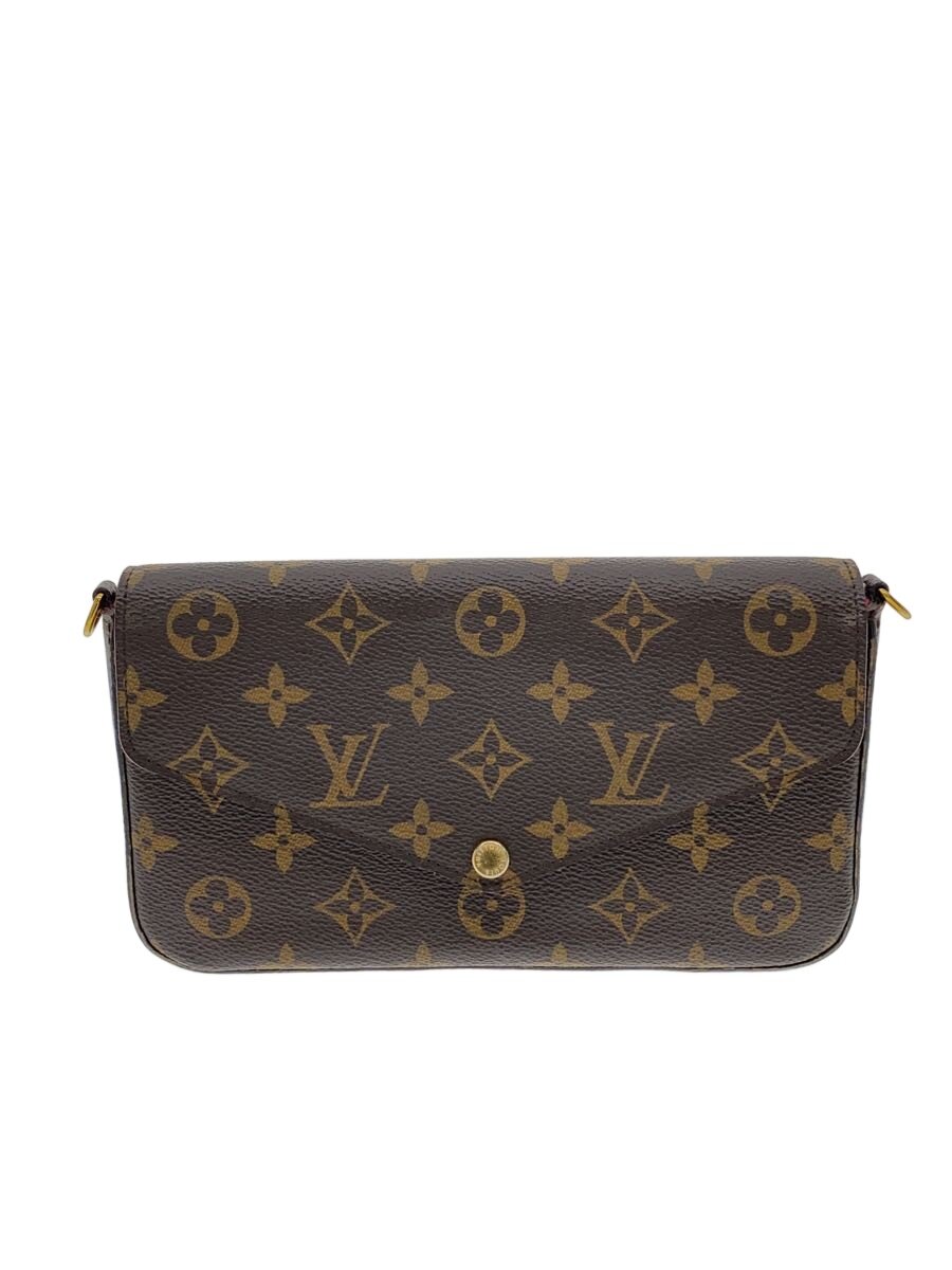 【中古】LOUIS VUITTON◆ポシェット・フェリシー_モノグラム・帆布/なめし革/BRW/総柄【御徒面子】