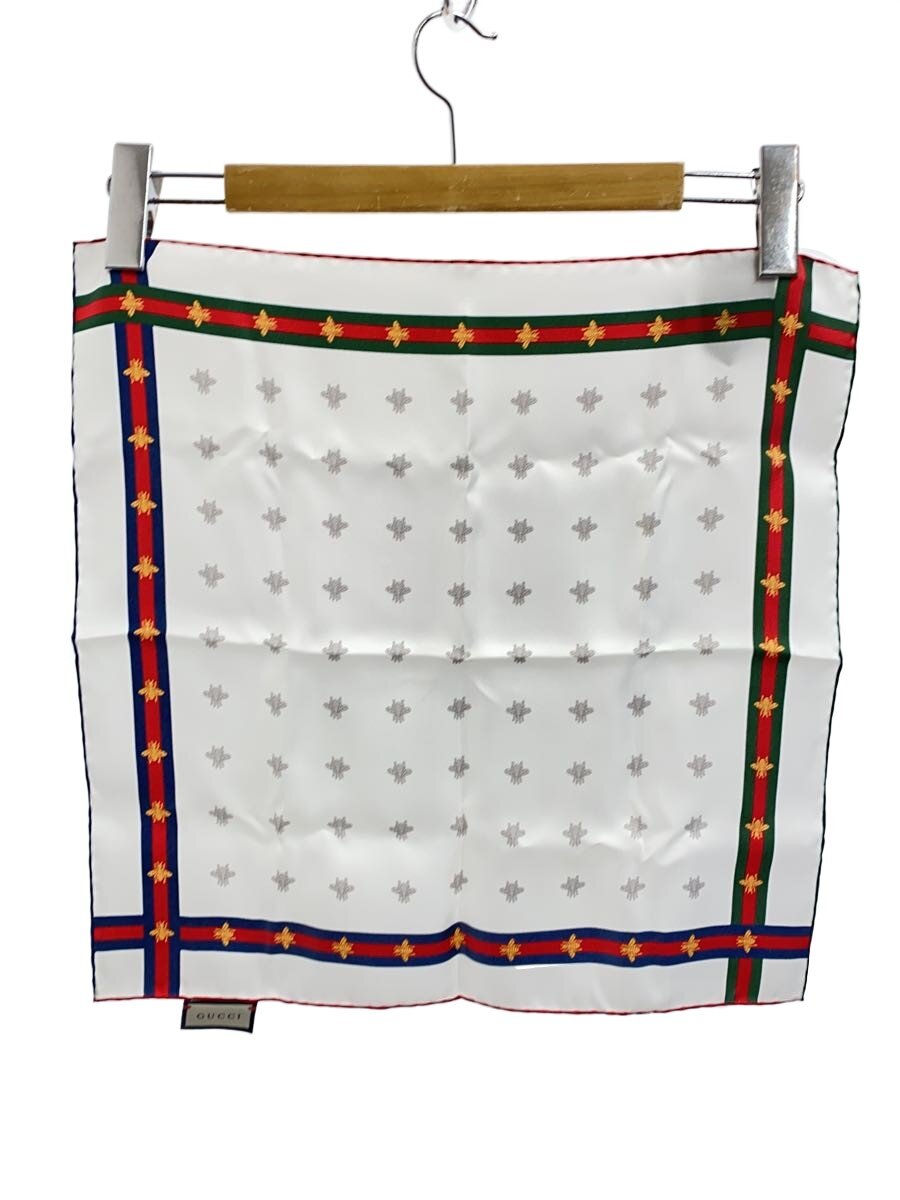 【中古】GUCCI◆えり巻き/地絹/WHT/総柄/レディース【服飾雑貨他】
