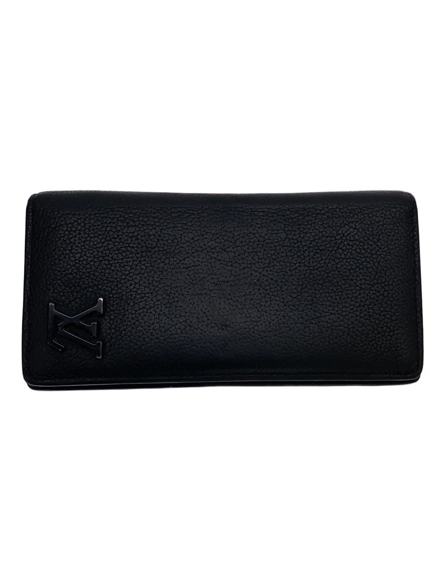 【中古】LOUIS VUITTON◆ポルト・フォイユ・ブラザNM_LVアエログラム/なめし革/BLK/無地/メンズ【服飾雑貨他】