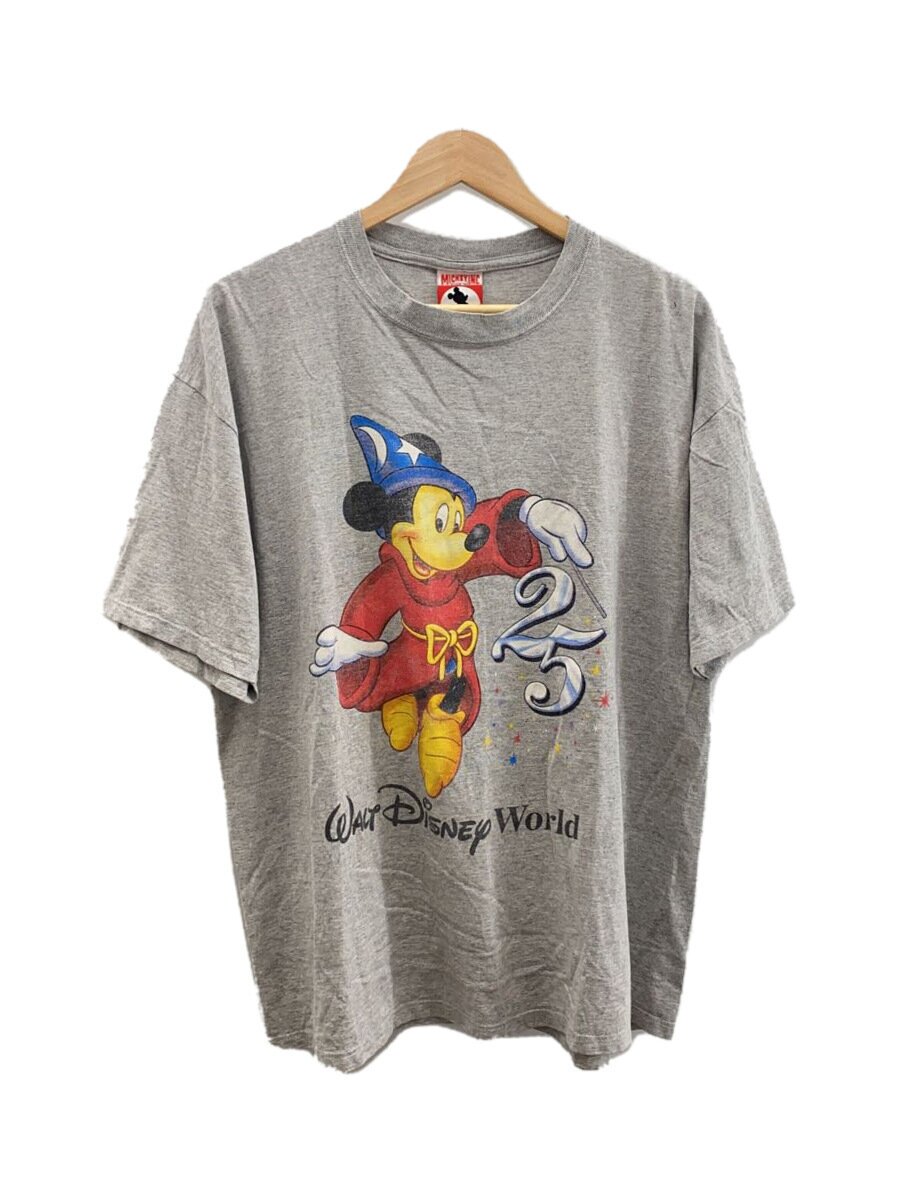 【中古】Disney◆ティーシャツ/XL/綿織物/GRY/official/25th/【メンズウェア】