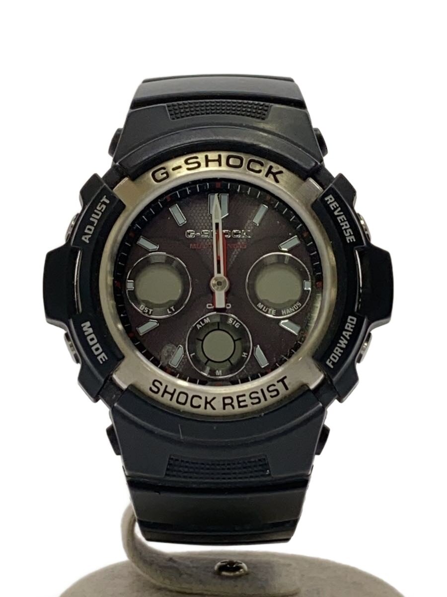 【中古】CASIO◆ソーラーウオッチ・G-SHOCK/デジアナ/天然ゴム/BLK/BLK/SS//【服飾雑貨他】